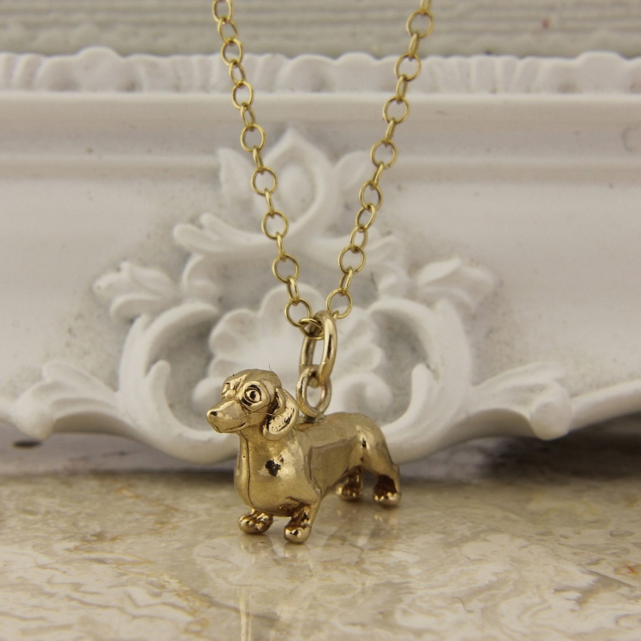 Gold dachshund pendant Clearance